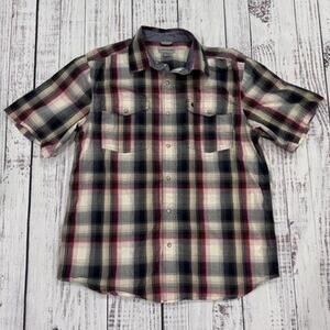 Carhartt Pearl Snap Western Shirt Men’s L Red Plaid Twill Short Sleeve